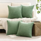 MIULEE Soft Corduroy Decorative Throw Pillow Covers Sage Green 18x18 | Set of 4 - Image 2