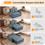 VINGLI Convertible Loveseat Sleeper Sofa, Cup Holders, Armrest - Image 5