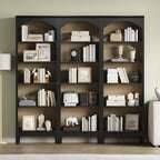 Arched Set of 2 Bookshelf with 5 Tier Open Shelves, Living Room, Modern Black - Image 3