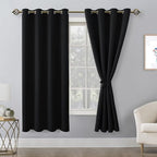 Blackout Curtains for Bedroom, 52 x 63 Inches Length Black 2 Panels | Thermal - Image 8