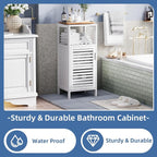 HITNET Bamboo Bathroom Storage Cabinet, 4 Tier Small White Floor Cabinet - Image 5