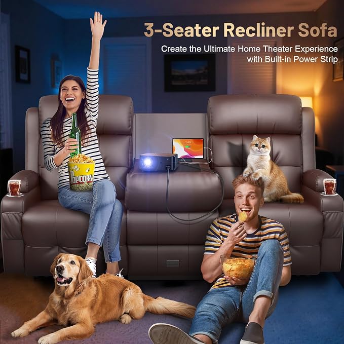 3-Seater Reclining Sofa Couch, RV Wall Hugger Loveseat - Image 5