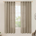 Taupe Semi Sheer Window Linen Curtains 63 Inch Length by LAMIT