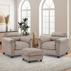 HAOMARKETS Corduroy 3-Piece Sofa Set, Upholstered Ottoman and Accent Chair Sofa - Image 6