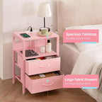 Yoobure Nightstand with Charging Station, Small Night Stand with Fabric Drawers - Image 6