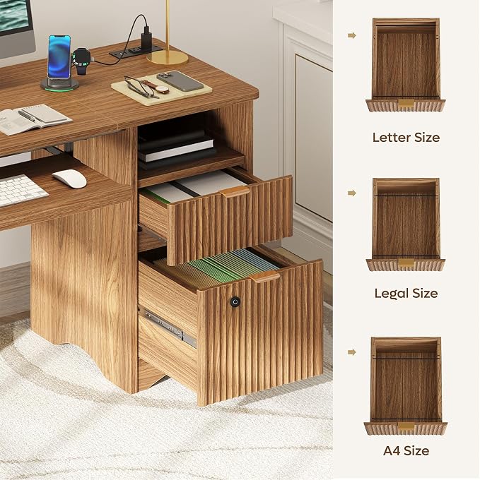 Bestier 55 Inch Wood Computer Desk - Image 5