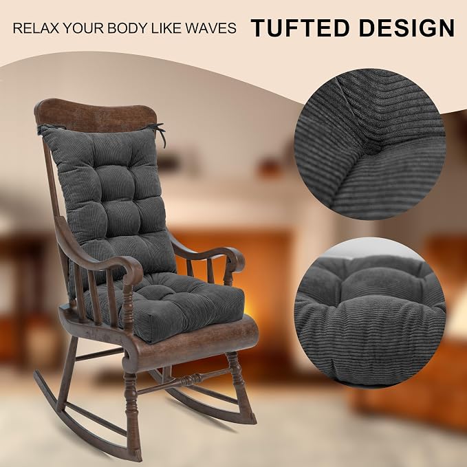 Lokex Rocking Chair Cushion Only, Tufted Non-Slip Comfortable Rocking Chair - Image 2