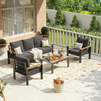 Aoxun Aluminum Patio Furniture Set 5 Seats, Oversized Outdoor Sectional - Image 4