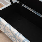 Linon Stephanie Cream and Light Blue Starfish Fully Upholstered Bench - Image 7
