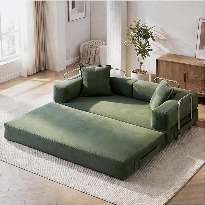 GRUSIGN 78 Inch Convertible Sofa Bed, 5-in-1 Futon Sofa Bed Pull Out Couch by GRUSIGN