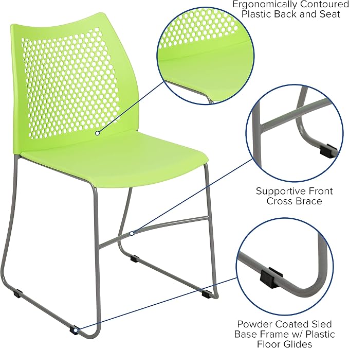 Flash Furniture HERCULES Series 661 lb. Capacity Green Stack Chair - Image 5