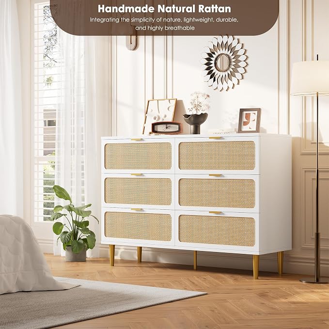 GarveeHome Rattan 6 Drawer Dressers - Image 7