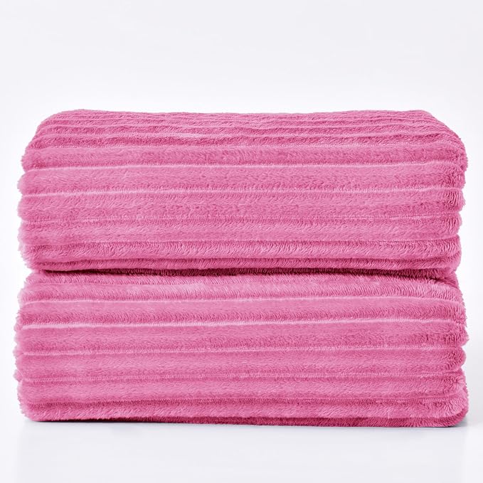BEDELITE Ribbed Jacquard Hot Pink Blankets Queen Size - Image 9