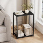 Homleke Side Table with Magazine Holder, Record Player Stand with LP Shelf - Image 2