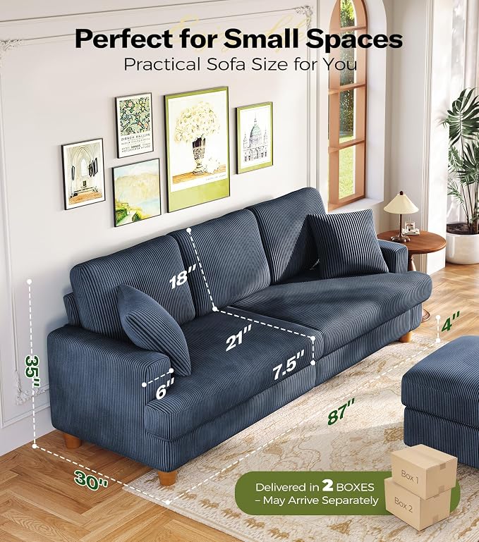 Kidirect 87in U Shaped Couch, Modular Sofa No Tool Assembly, Comfy Sectional - Image 2
