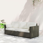 Outsunny Patio Couch PE Wicker Deep Seating Outdoor Sofa - Image 3
