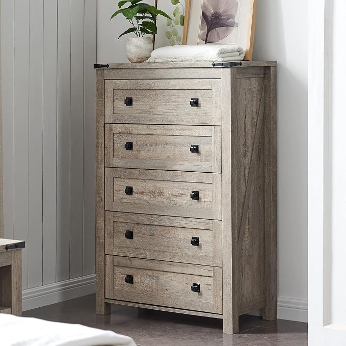 T4TREAM Farmhouse 5 Drawers Dresser Chests by T4TREAMFurniture