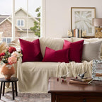GIGIZAZA Burgundy Velvet Pillow Covers 18x18 Decorative Pillows Pack of 2 | Red - Image 6