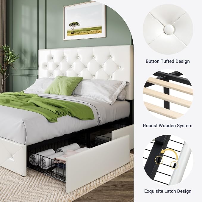 Allewie Upholstered Full Size Platform Bed Frame - Image 6