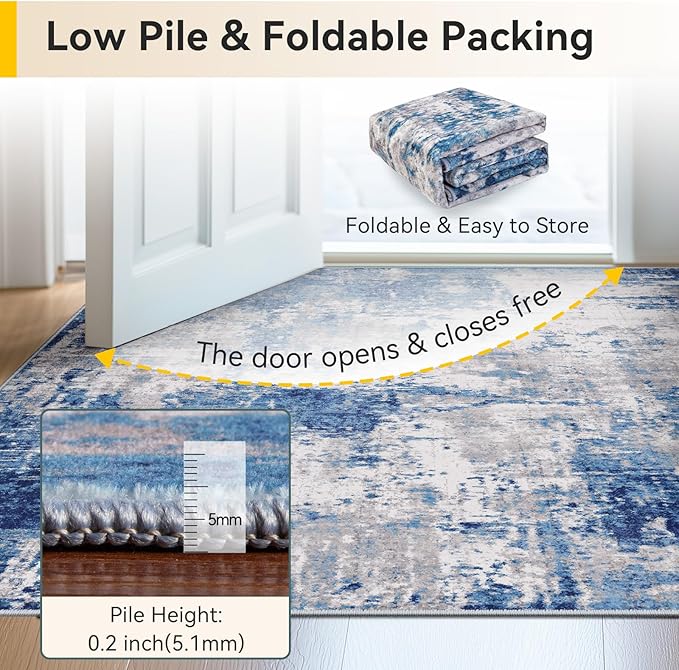 RELEANY Washable Runner 3'x9' Abstract Area Rug - Image 5