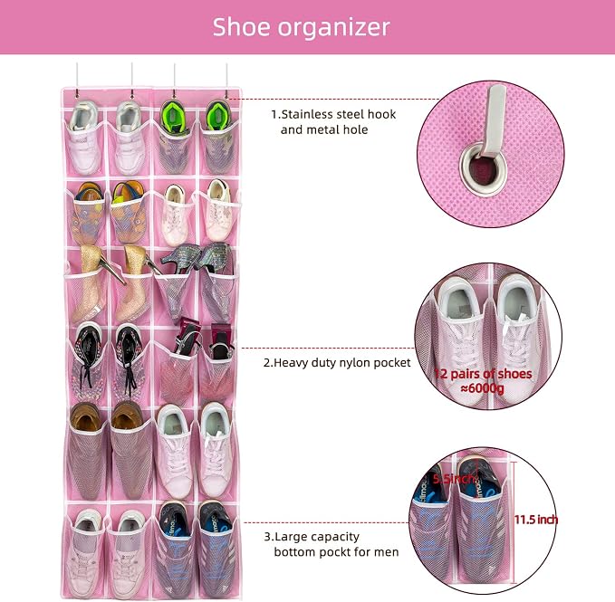 SAVERHO Hanging Shoe Organizer, Over The Door Shoe Organizer - Image 5