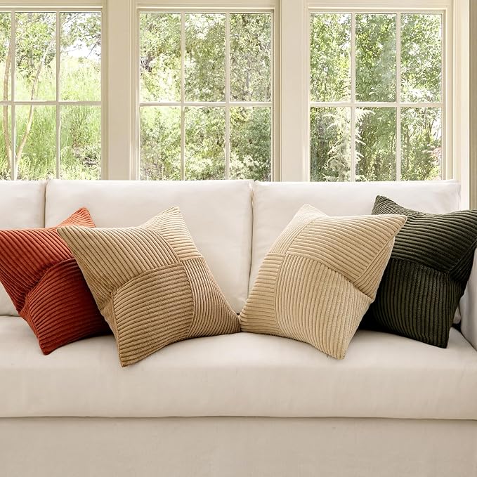 MIULEE Rust-Olive Green Decorative Throw Pillow Covers 16x16 Inch Set of 4 Boho - Image 2