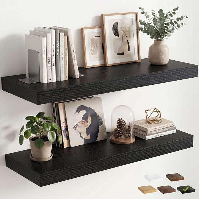 12 inch Deep Floating Shelves for Wall, 36 inch Wide Engineered Wood Wall by Venusmiles