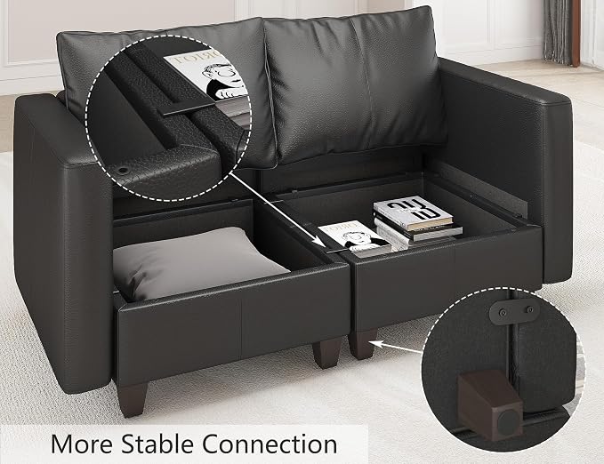 EASE MOOSE Armrest Module for Modular Sectional Sofa, Faux Leather Side - Image 7