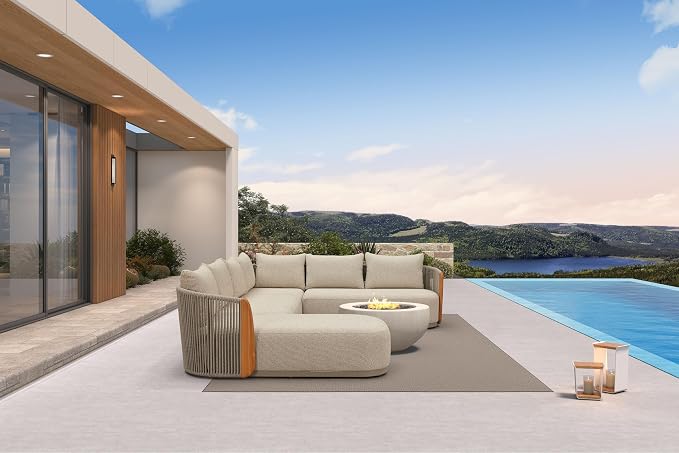 PURPLE LEAF 4-Piece Patio Furniture Set, C-Shaped Modular Outdoor Sectional Sofa by PURPLELEAF