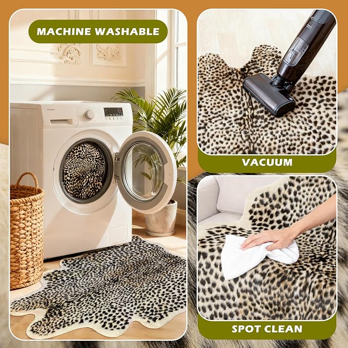 Leopard Print Rug, Large Cheetah Rug 6.2x8 Feet Soft Faux Animal Print Carpet - Image 8