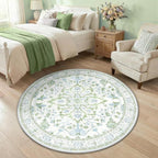 RELEANY Washable Area Rug, Round 4ft, Water Repellent, Pet Friendly, Vintage by RELEANY