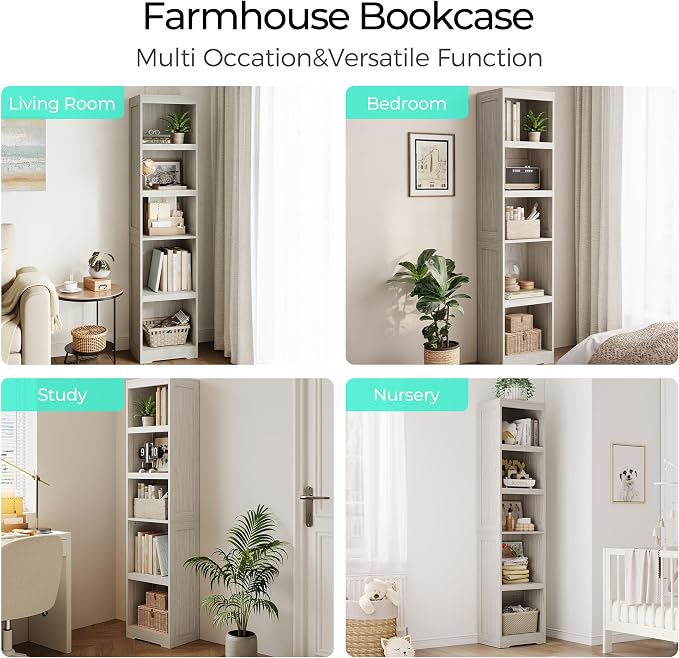 LINSY HOME 5-Shelf Bookcase, Narrow Bookshelves Floor Standing Display Storage - Image 6