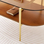LumFurn Oval Glass Coffee Table, Mid-Century Modern Design, L41 x W21 x H17 inch - Image 7