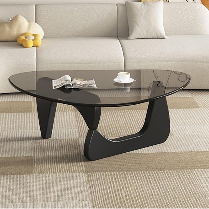 EASYSOUL Modern Glass Coffee Table, 32.68" D x 22.44" W x 15.75" H, Abstract - Image 3