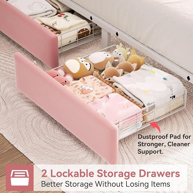 Twin Upholstered LED Bed Frame - Image 5