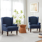 HUIMO Printed Wingback Accent Chair, Linen Upholstered High Back Armchair - Image 3