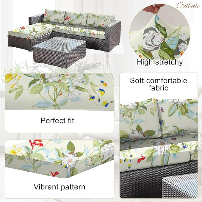 CALBODE 8 Pcs Stretch Sofa Cushion Cover - Image 3
