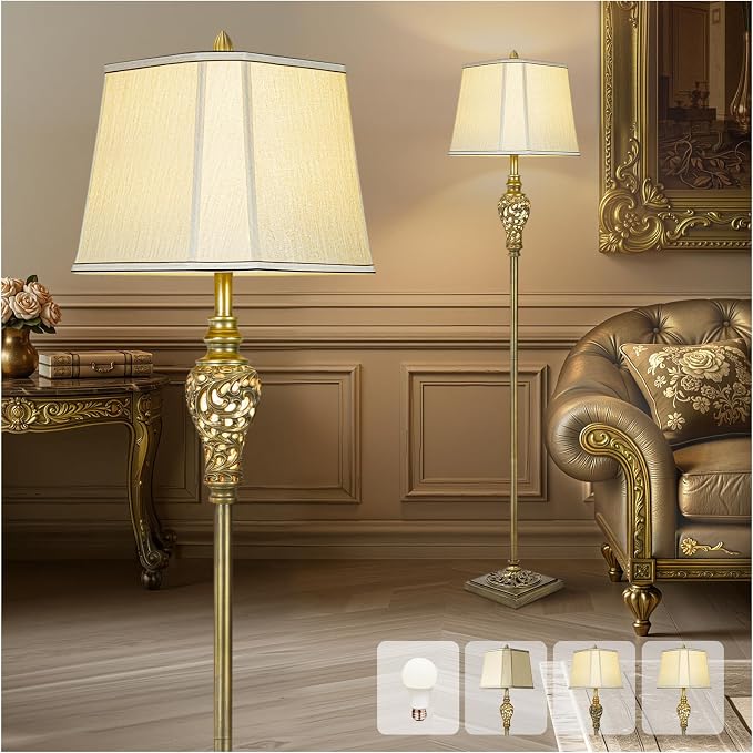 Vintage Floor Lamp for Living Room, Farmhouse Standing Lamp for Bedroom by LuxSightCollection