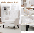 Accent Chair Set of 2, Mid Century Modern Fabric Wingback Chair, Upholstered - Image 5