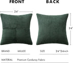 MIULEE Army Green Decorative Euro Sham Pillow Covers 24x24 Inch 2 Pack | Boho - Image 6