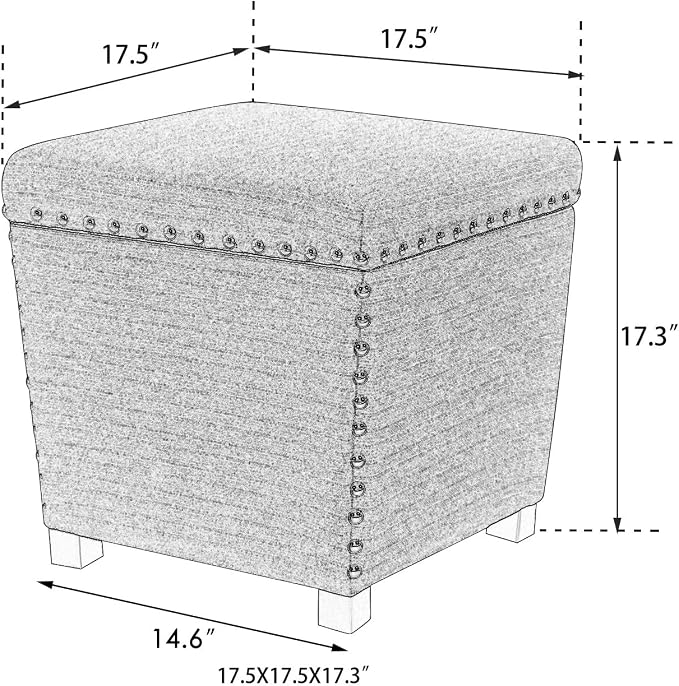 Adeco Square Storage Ottoman - Image 3