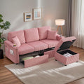 L-Shaped Sectional Sofa with Storage & Movable Ottoman, Corduroy 3 Seater by Firscook
