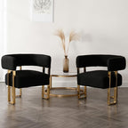 Modern Boucle Barrel Living Room Chairs Set of 2, Sherpa Upholstered Accent - Image 3