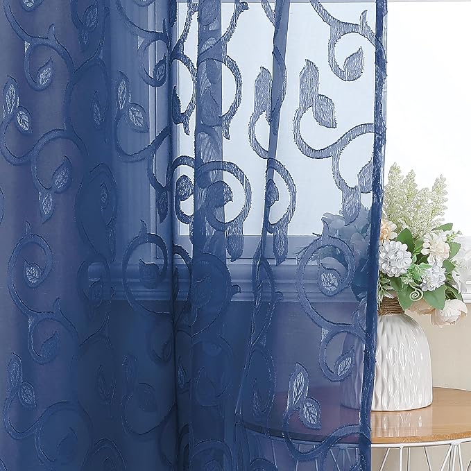 Furman Cafe Curtains 45 Inch Length 2 Panels Set, Elegant Geometric Jacquard - Image 5