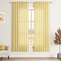 Yellow Linen Semi Sheer Curtains 72 Inch Length by Nanspring