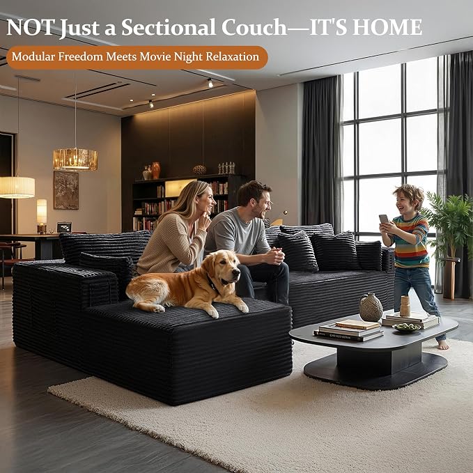 138" Oversized Cloud Sectional Couch, Comfort L Shaped Boneless Couch - Image 6