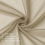 Taupe Sheer Curtains 96 Inches Long 2 Panels, Modern Voile Solid Breathable - Image 6