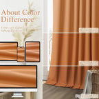 Orange 100% Blackout Linen Curtains 84 Inch Length 2 Panels Set - Image 8