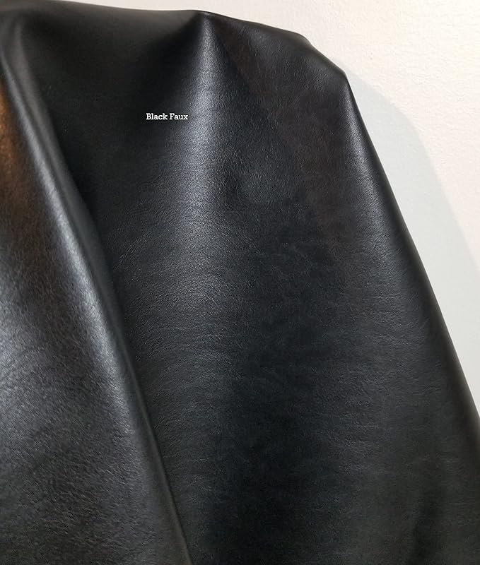 Black Soft Faux Leather Fabric PU Leather by The Yard Synthetic Pleather 0.9 mm by NATLeathers