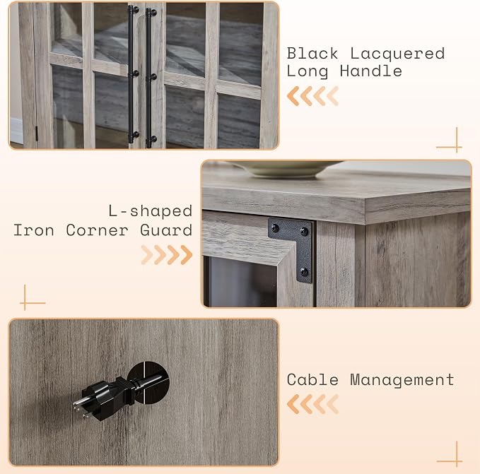 AMERLIFE Farmhouse 63" Buffet Sideboard Cabinet - Image 9